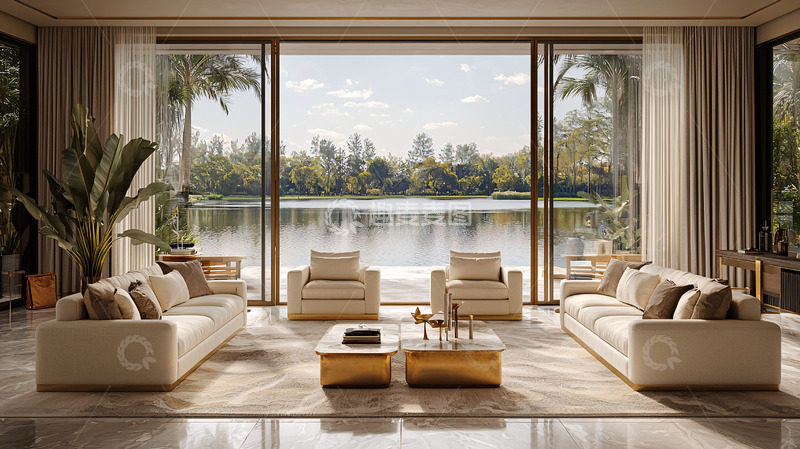 高清大图下载【趣麦麦图】极简轻奢客厅景观