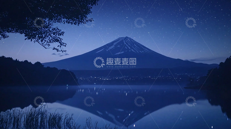 高清大图下载【趣麦麦图】富士山夜景