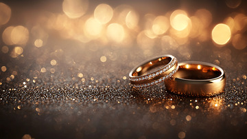 闪耀金光背景下的结婚戒指