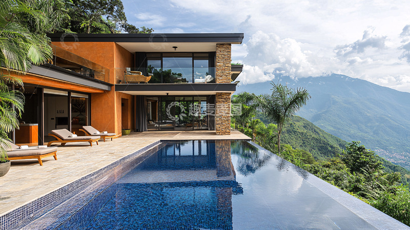 高清大图下载【趣麦麦图】山景别墅泳池