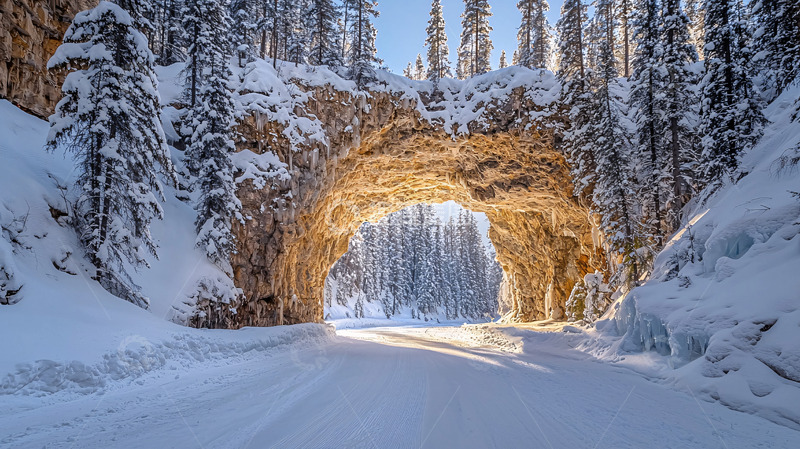 高清大图下载【趣麦麦图】雪山公路拱门