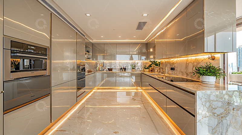 高清大图下载【趣麦麦图】现代轻奢开放式厨房