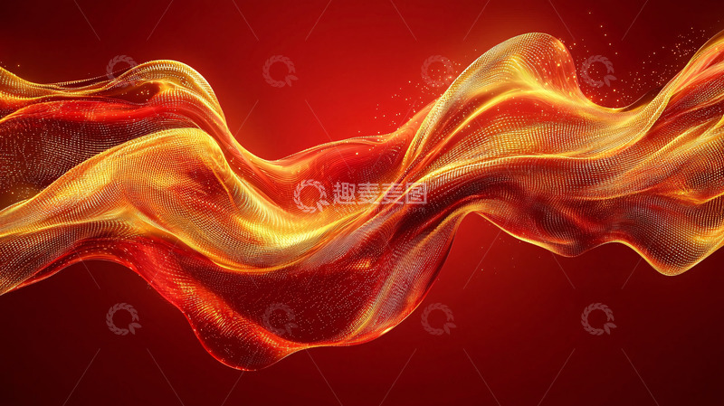 高清大图下载【趣麦麦图】红色金色丝绸飘带