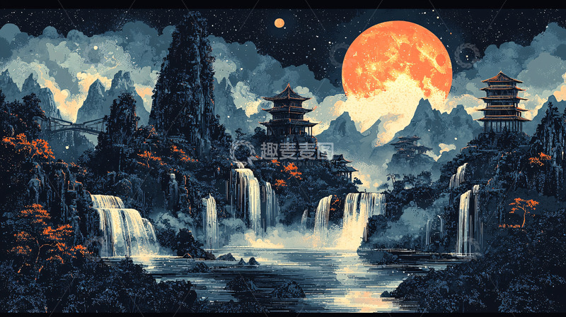 高清大图下载【趣麦麦图】水墨山水画96