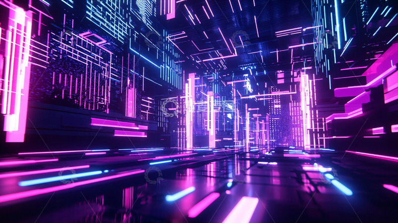 高清大图下载【趣麦麦图】霓虹灯科技感通道