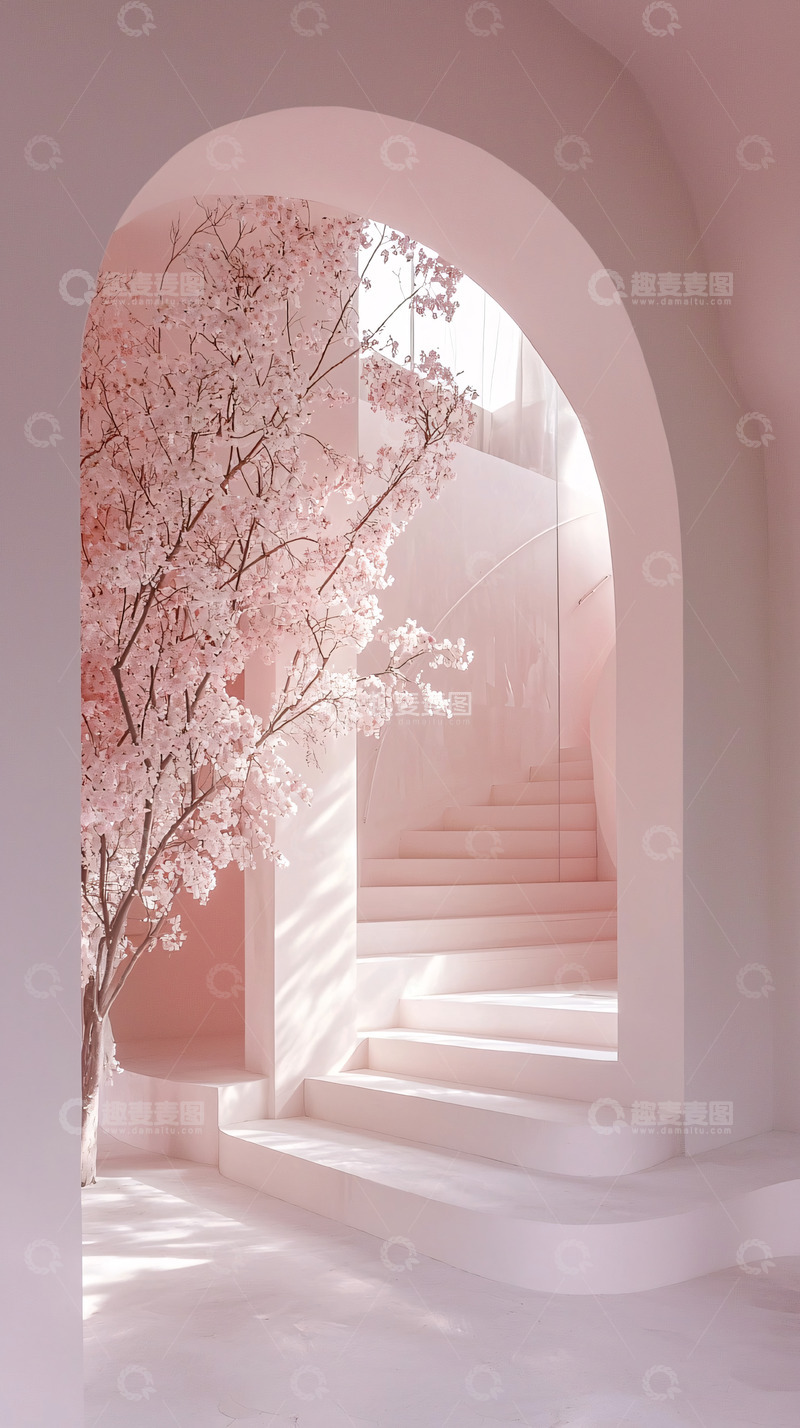 高清大图下载【趣麦麦图】粉色系楼梯