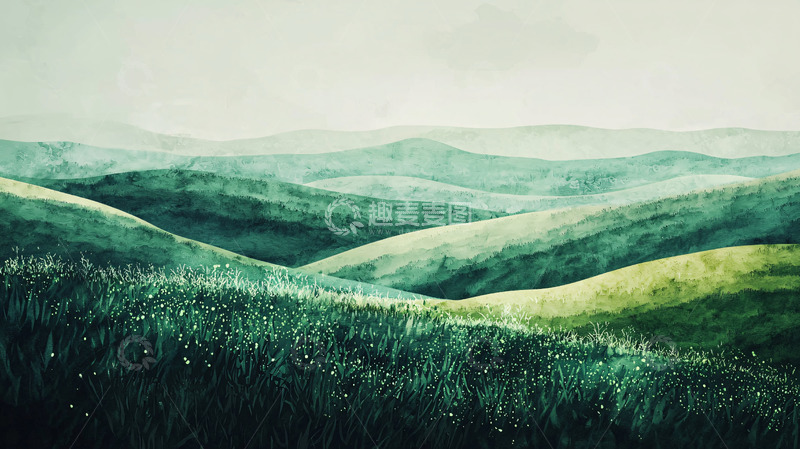 高清大图下载【趣麦麦图】绿色山峦连绵起伏