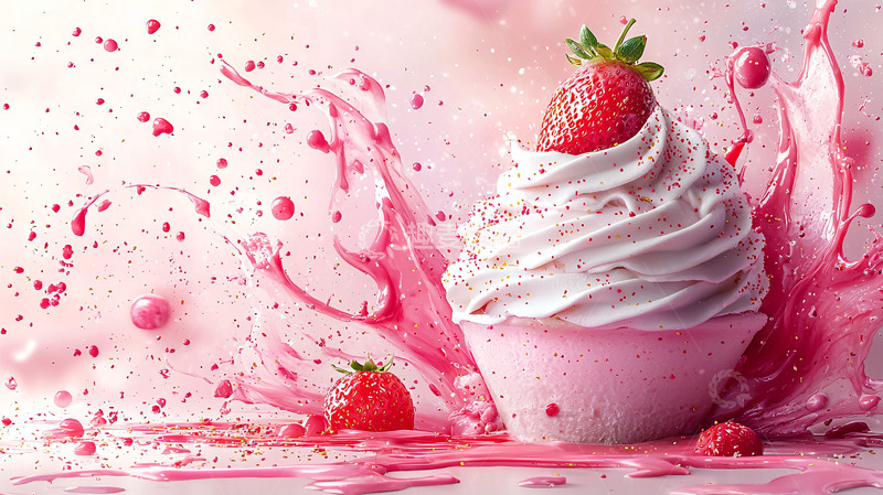 高清大图下载【趣麦麦图】草莓奶油杯子蛋糕