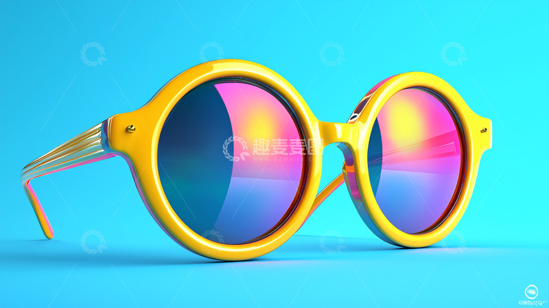 高清大图下载【趣麦麦图】圆形黄色太阳镜