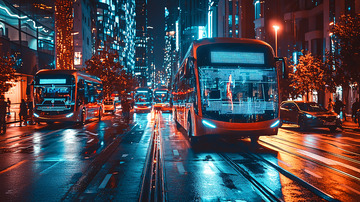 夜景公交车街道