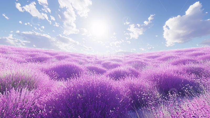 高清大图下载【趣麦麦图】阳光普照下的薰衣草田