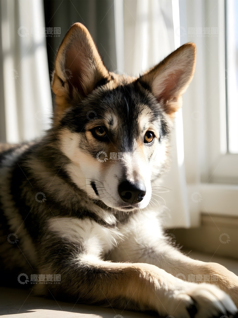 高清大图下载【趣麦麦图】室内安静趴着的捷克狼犬