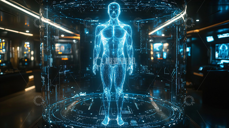 高清大图下载【趣麦麦图】蓝色人体全息图