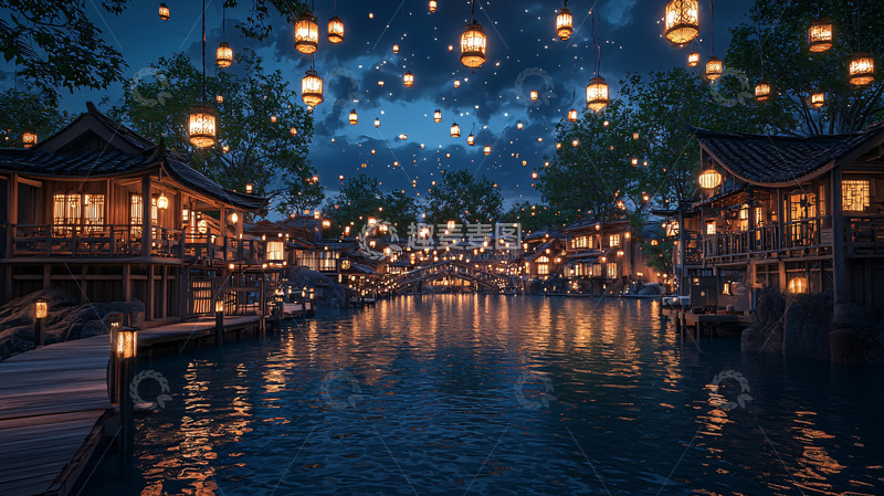 高清大图下载【趣麦麦图】古风建筑夜景灯光