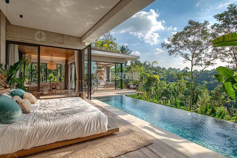 高清大图下载【趣麦麦图】私家泳池别墅度假风景