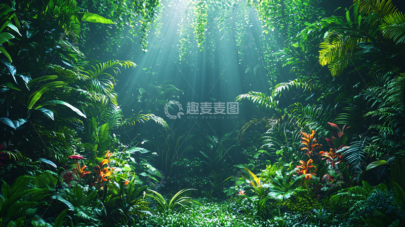 高清大图下载【趣麦麦图】热带雨林光线穿透