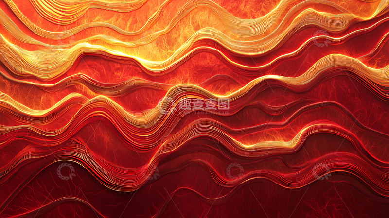 高清大图下载【趣麦麦图】流动的红色和橙色波浪
