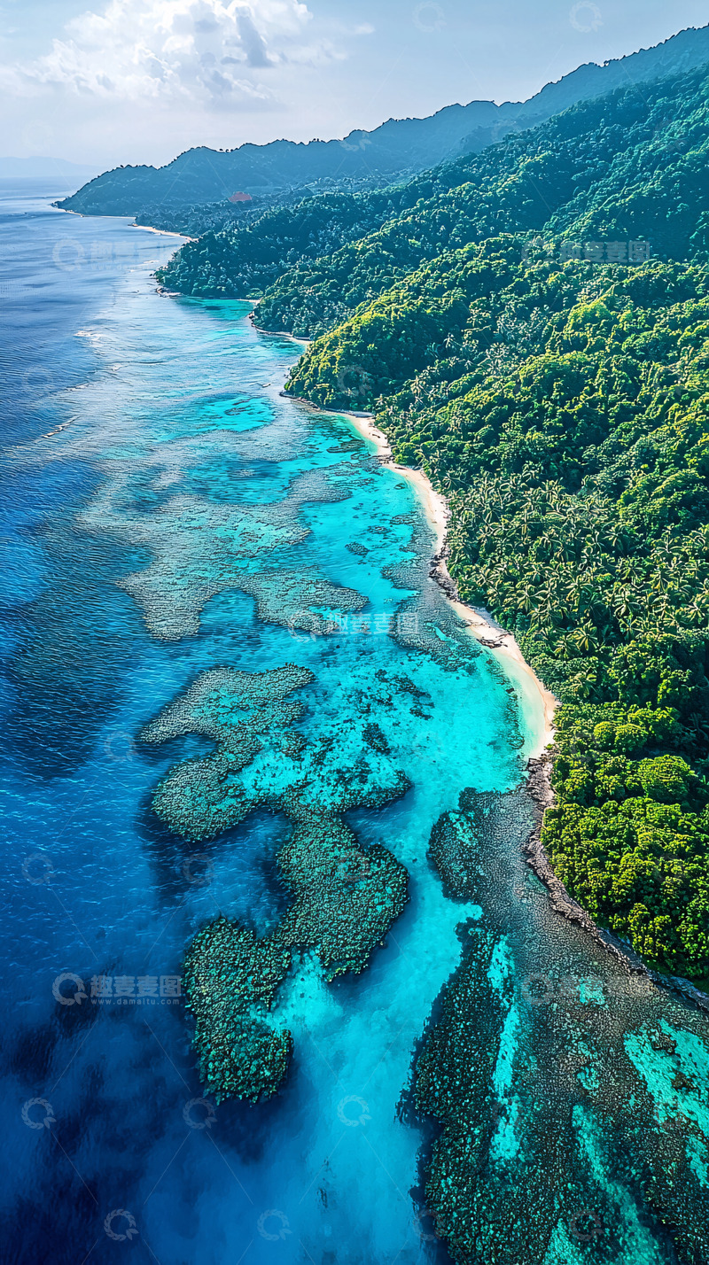 高清大图下载【趣麦麦图】热带岛屿海岸线