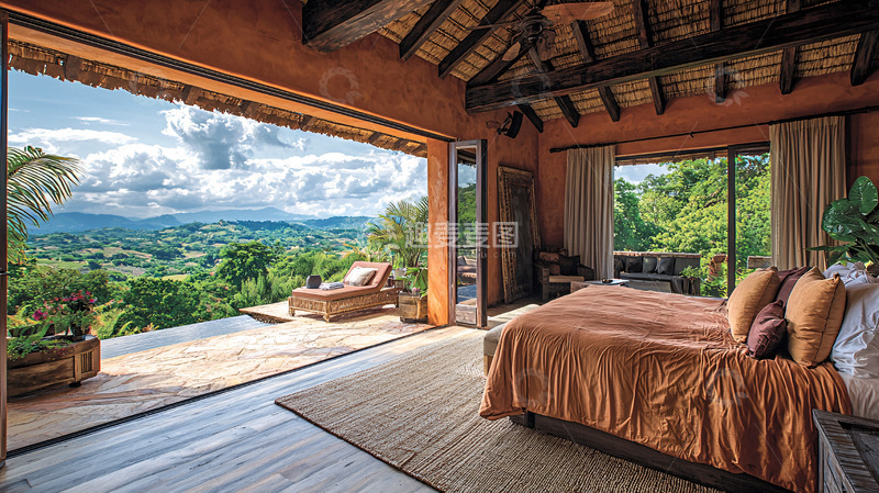 高清大图下载【趣麦麦图】阳光明媚的度假卧室