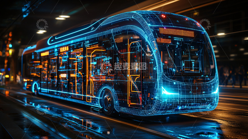 高清大图下载【趣麦麦图】未来科技感公交车
