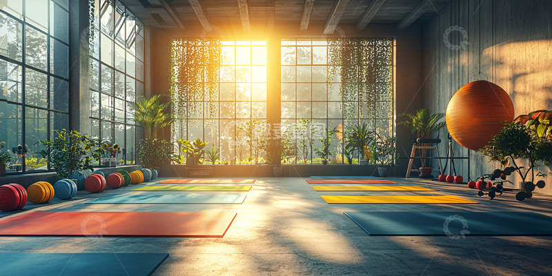 高清大图下载【趣麦麦图】阳光洒进健身房