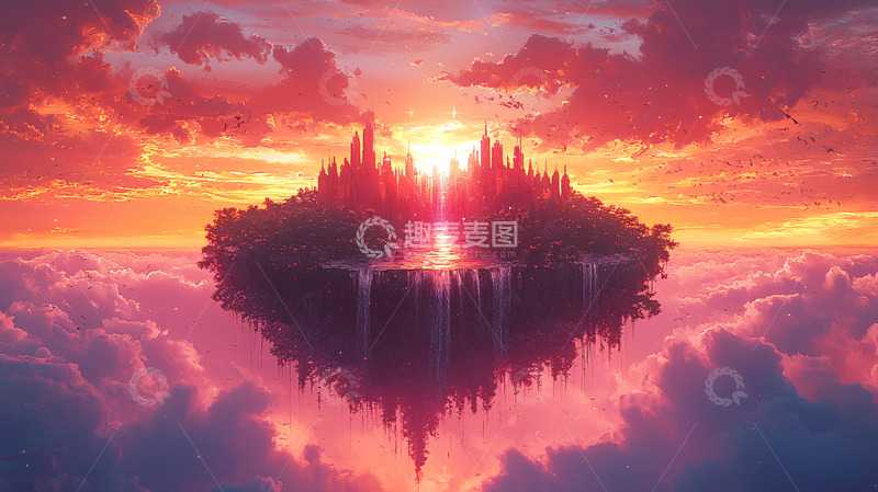 高清大图下载【趣麦麦图】云端之城日落