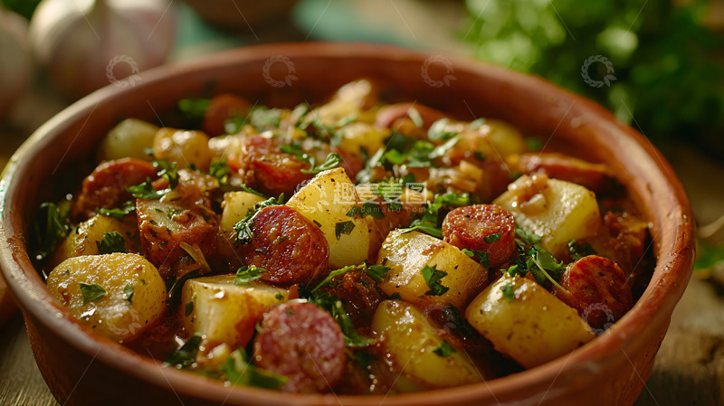高清大图下载【趣麦麦图】香肠土豆炖菜