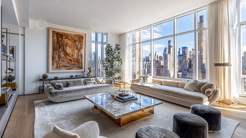 高清大图下载【趣麦麦图】现代奢华公寓客厅