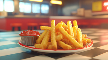 美味薯条配番茄酱