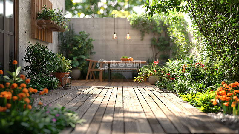 高清大图下载【趣麦麦图】户外花园木平台