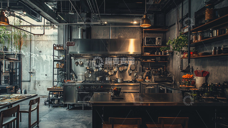 高清大图下载【趣麦麦图】工业风厨房