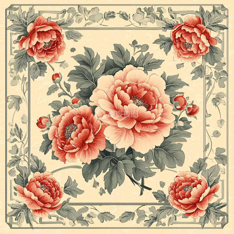 高清大图下载【趣麦麦图】牡丹花图案