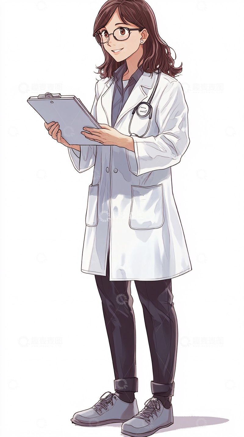 高清大图下载【趣麦麦图】戴眼镜女医生