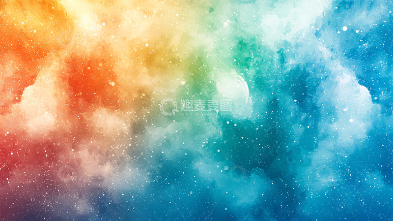 高清大图下载【趣麦麦图】彩色梦幻星云背景