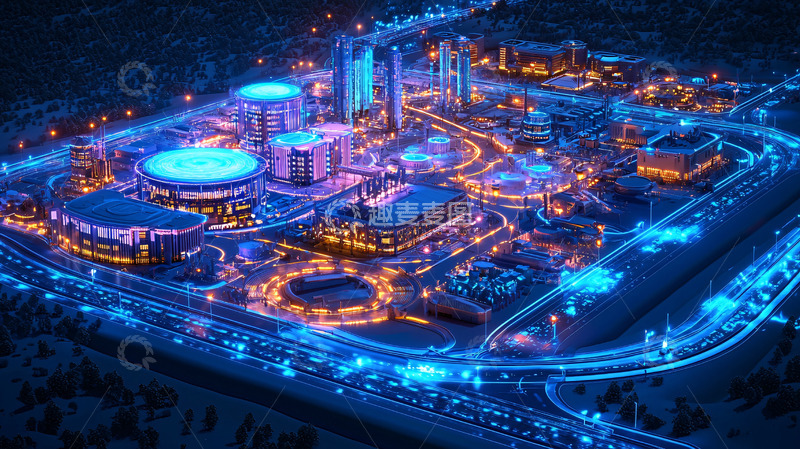 高清大图下载【趣麦麦图】夜景鸟瞰图
