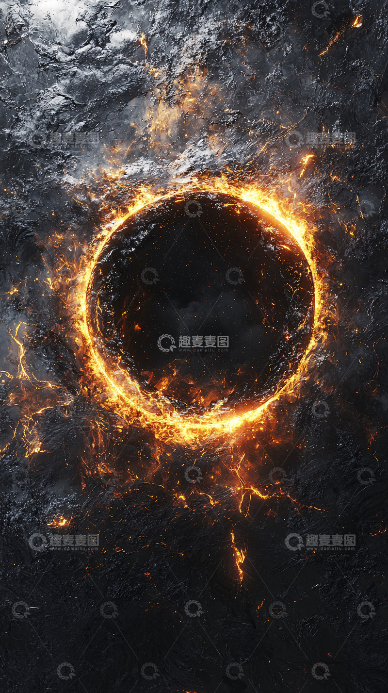高清大图下载【趣麦麦图】黑色火焰环绕的球体