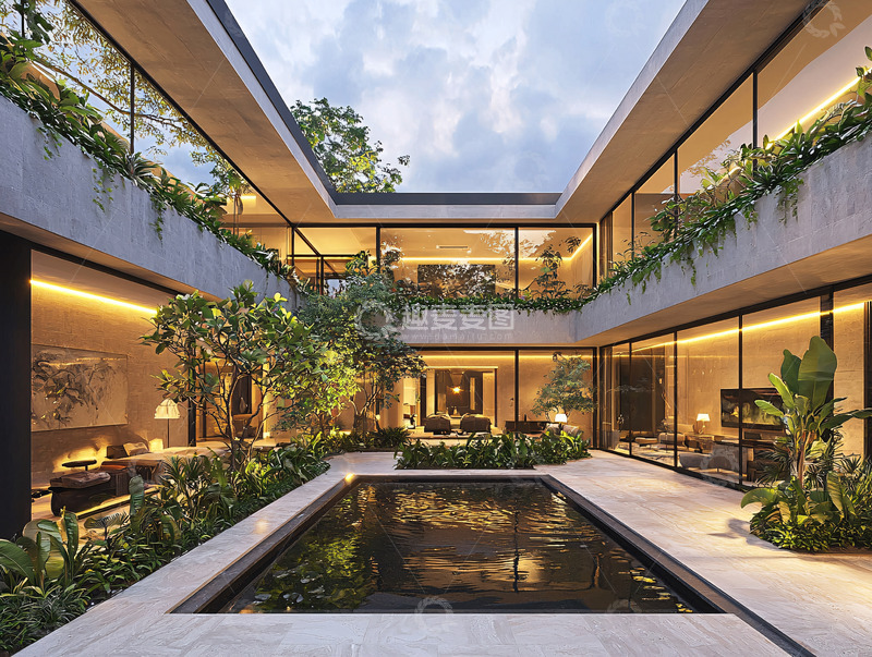 高清大图下载【趣麦麦图】现代庭院别墅