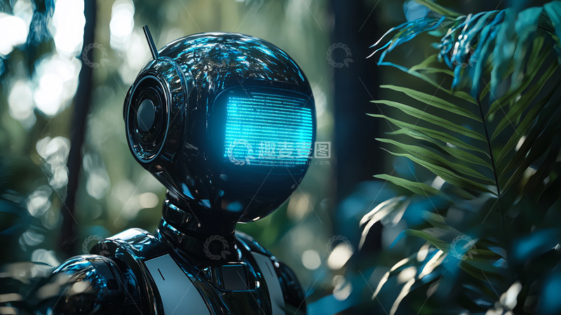 高清大图下载【趣麦麦图】丛林中的未来机器人