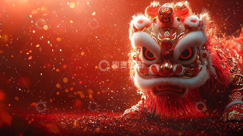 高清大图下载【趣麦麦图】红红火火的舞狮表演