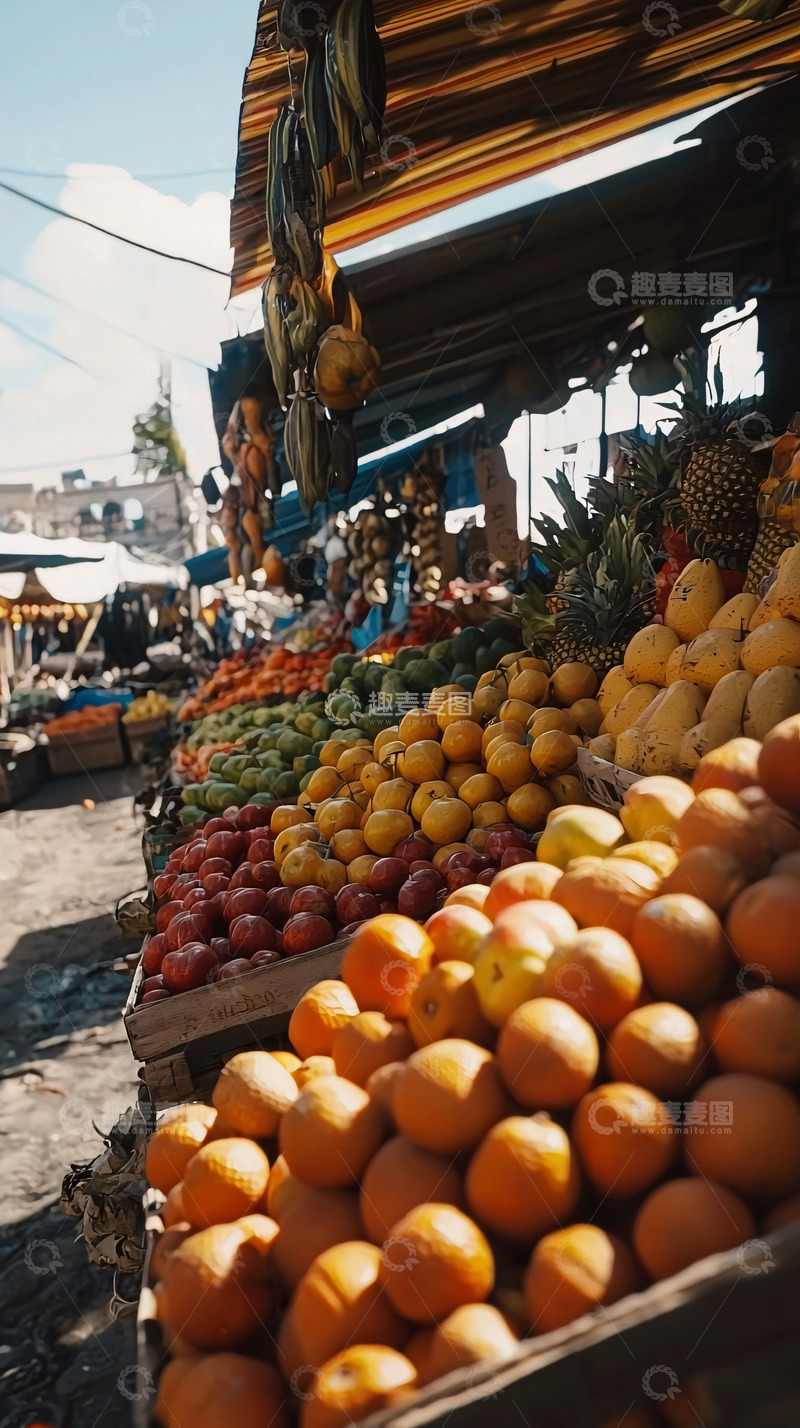 高清大图下载【趣麦麦图】露天水果市场