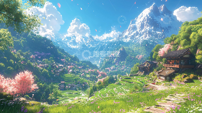 高清大图下载【趣麦麦图】梦幻山谷村庄