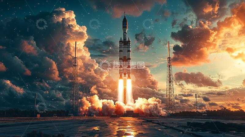高清大图下载【趣麦麦图】火箭发射升空