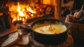 火炉旁的奶酪火锅