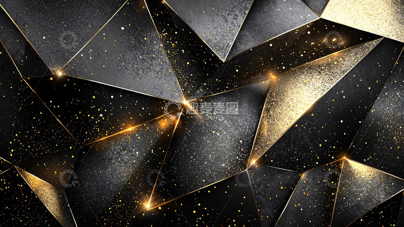 高清大图下载【趣麦麦图】黑金几何抽象背景