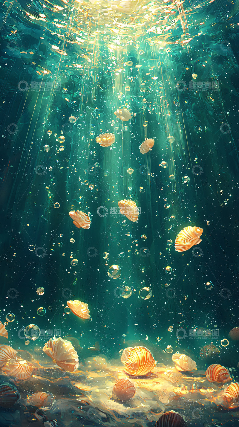 高清大图下载【趣麦麦图】海底光线贝壳