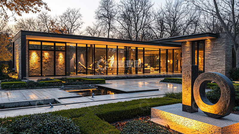 高清大图下载【趣麦麦图】现代简约别墅夜景