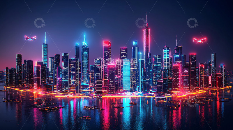 高清大图下载【趣麦麦图】未来城市夜景6