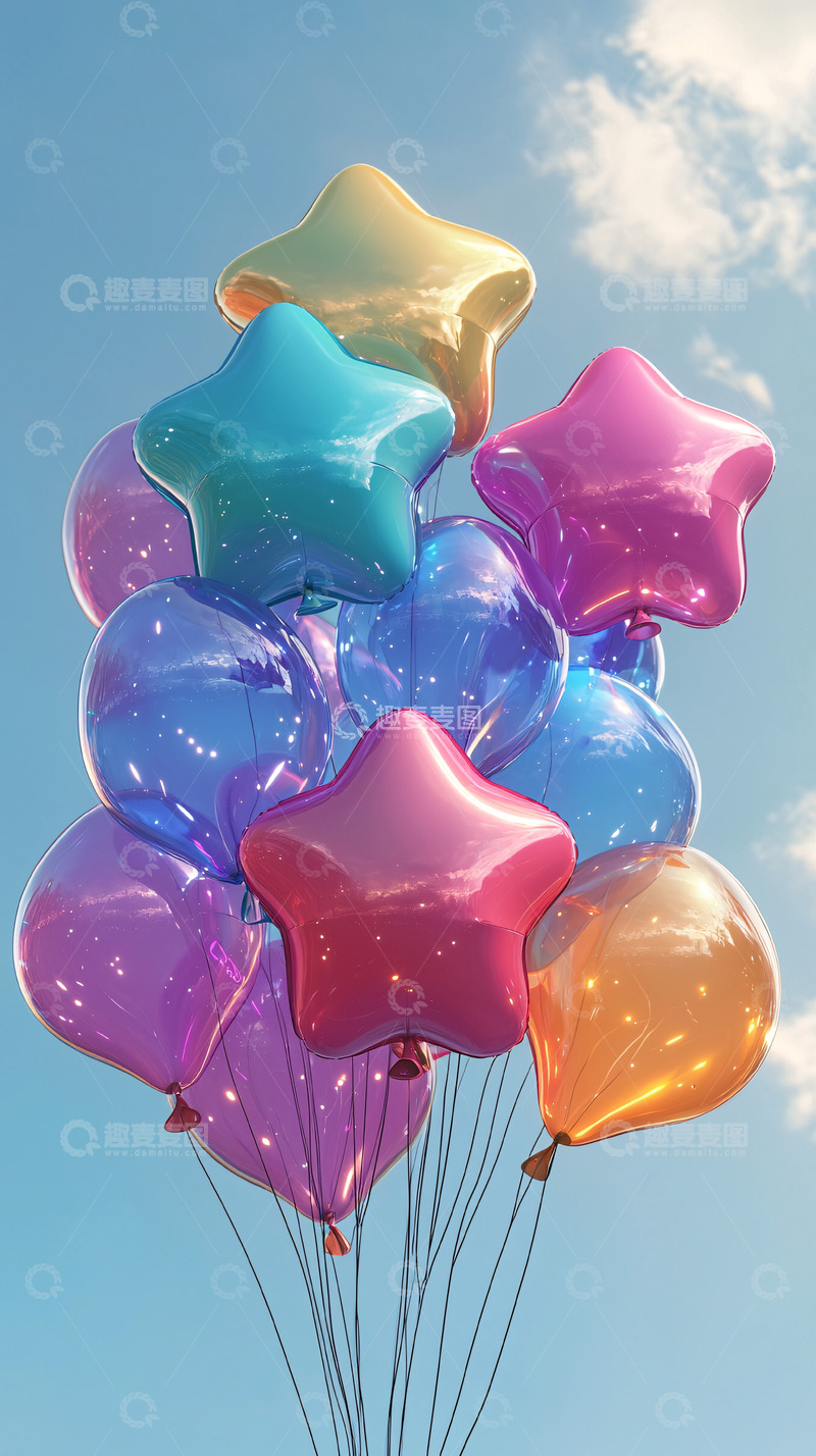 高清大图下载【趣麦麦图】彩色星形气球
