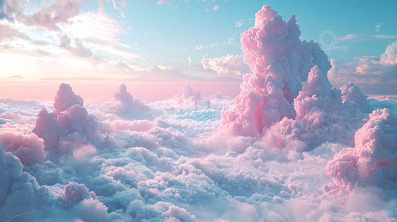 高清大图下载【趣麦麦图】粉色棉花糖云朵