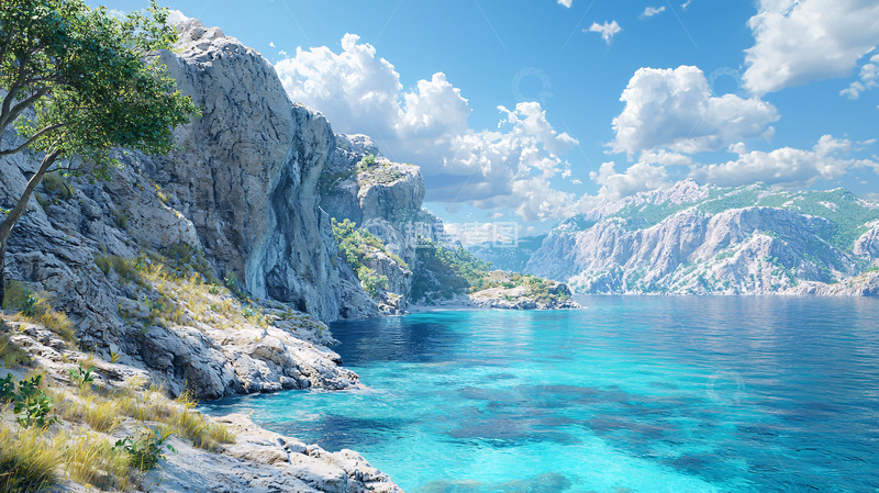 高清大图下载【趣麦麦图】阳光下的碧海蓝天